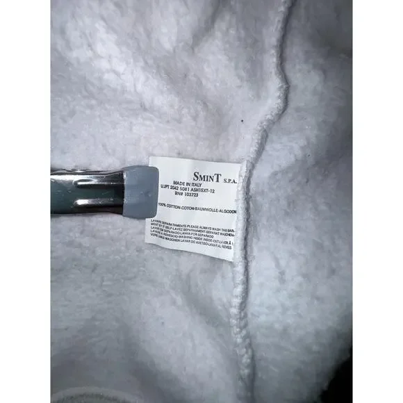 Emporio Armani Mens Size M White Zip Up Hoodie Logo Knit Sleeves